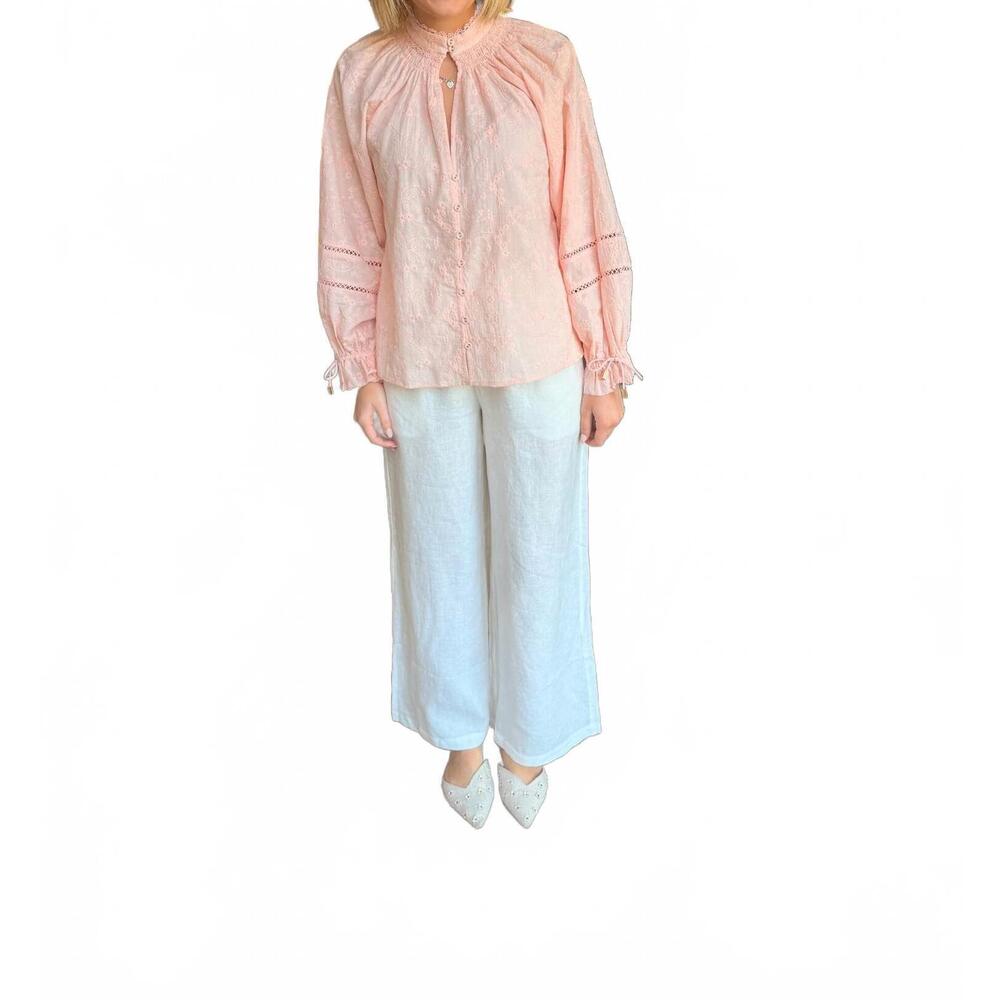 NEW STRAWBERRY PARIS cashmire linen pant in white